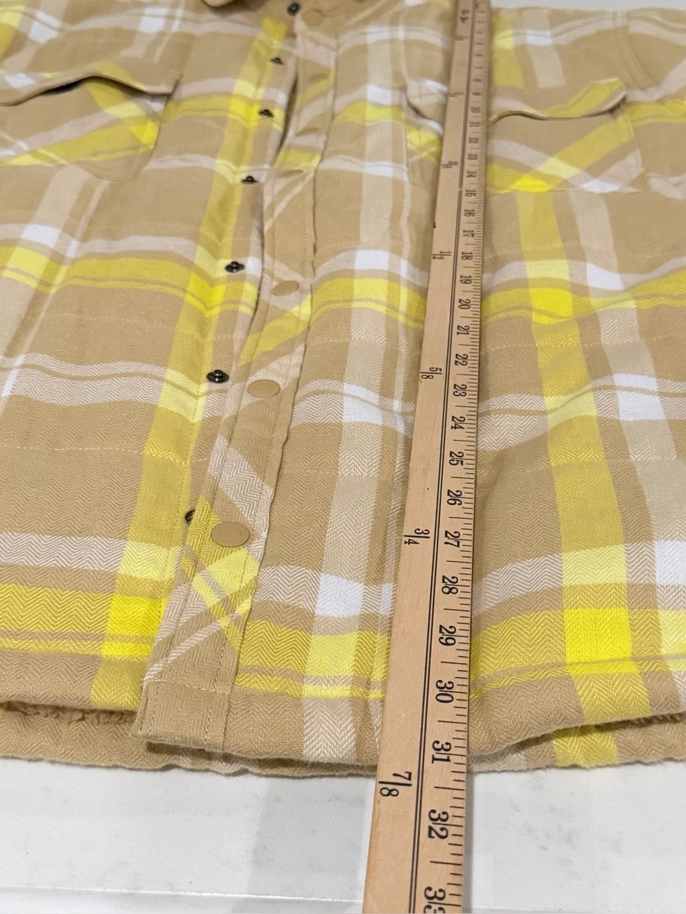 George Men’s Yellow and White Plaid Sherpa-Lined Shirt Jacket